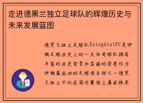 走进德黑兰独立足球队的辉煌历史与未来发展蓝图
